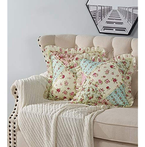 Brilliant Sunshine Pink Y Green Rose Patchwork Acolchado Dec 0