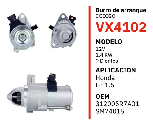 Burro De Arranque Para Honda Fit 1.5 1