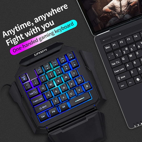 Combo De Teclado Y Mouse Para Juegos Con Una Sola Mano Zjfks 1