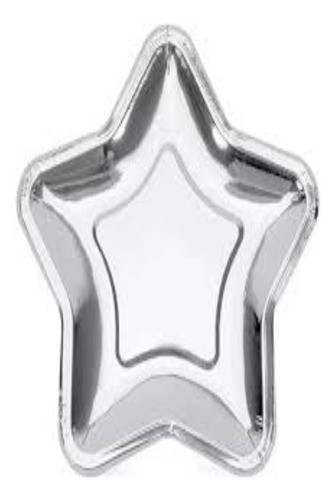 Plato Polipapel Forma Estrella Plata Plateada 25cm X6 1