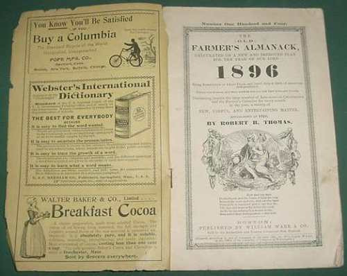 Almanaque Calendario Publicidad Año 1896 Robert Thomas Farme 1