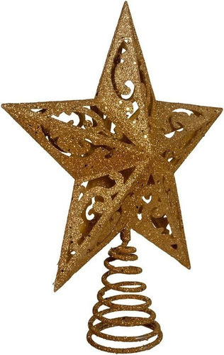 Estrella Dorada Brillante De  Arbol De 5 Puntas Y 8 Pulgadas 0