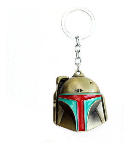 Llavero De Metal - Mascara Boba Fett Dorado Y Gris * * 1