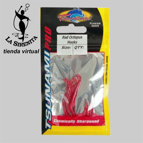 Anzuelos Tsunami Red Octopus Pata Corta Nro 1 (12 Unidades) 1