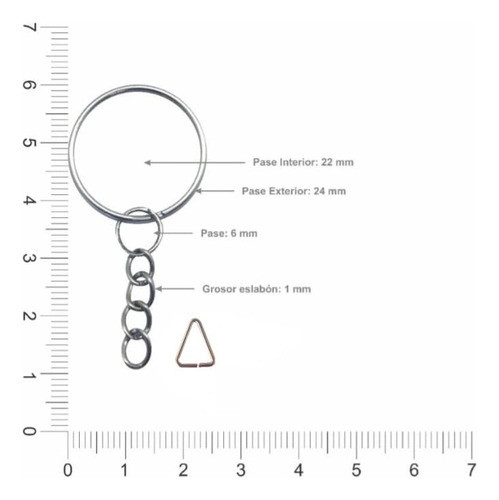 Llavero Argolla Sin Fin 22mm C/cadena+triangulito Union X500 1