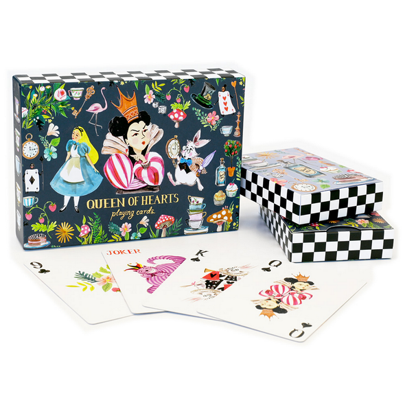 Queen of Hearts Playing Cards Set – Alice in Wonderland – Premium Black Core – 2 Decks