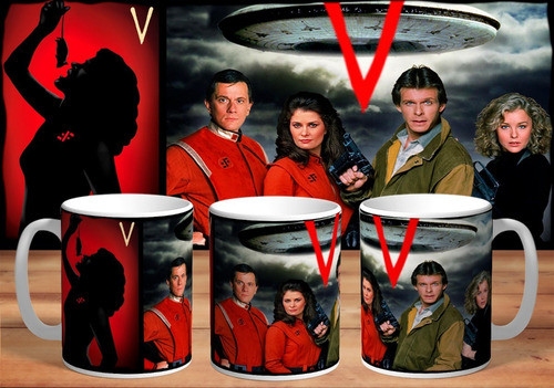 Taza V Invasión Extraterrestre Retro De Plástico. 0