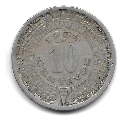 México Moneda De 10 Centavos Año 1936 Km 432 - Vf 0