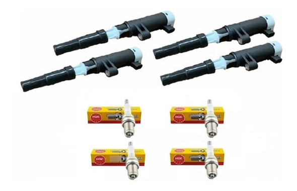 Kit Bobinas + Bujias Ngk Sandero K4m 1.6 16v Renault 0