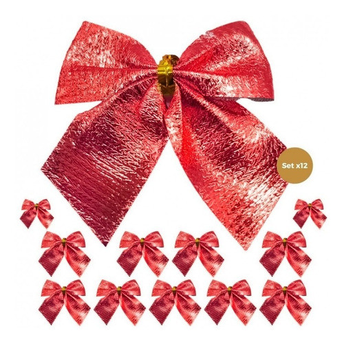 Pack X12 Lazos Mariposa Moños 6cm Navidad Árbol Decoración 1