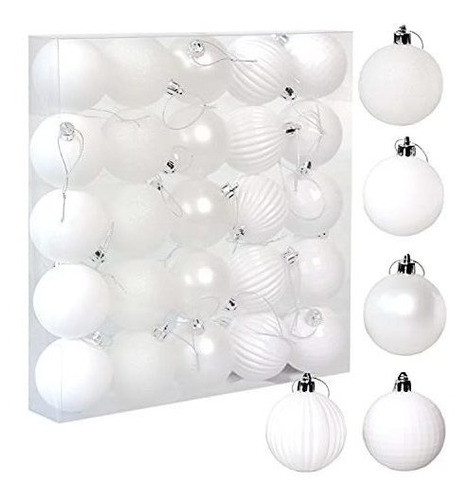 Bolas Para Arbol De Navidad  X 25u. 6cm / Blancas 0