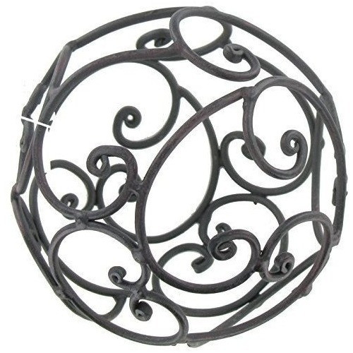 Esfera Decorativa De Hierro Negro Con Remolino Abierto 0