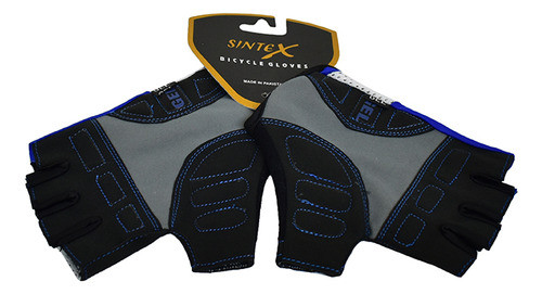 Guantes Dedos Cortos Sintex 60065 Gel Talle M - Negro Azul 1