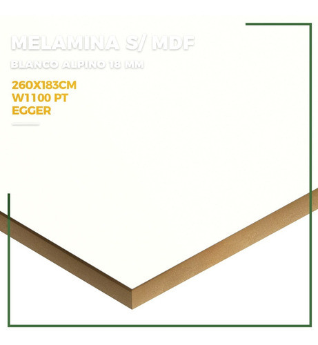 Placa Madera Melamina Mdf Blanco 18 Mm 183 X 260 Cm Egger 1