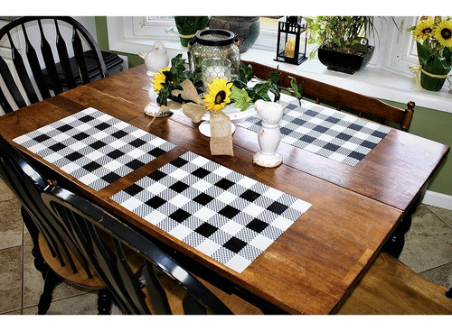 Manteles Individuales En Blanco Y Negro Estilo Granja Apto P 0