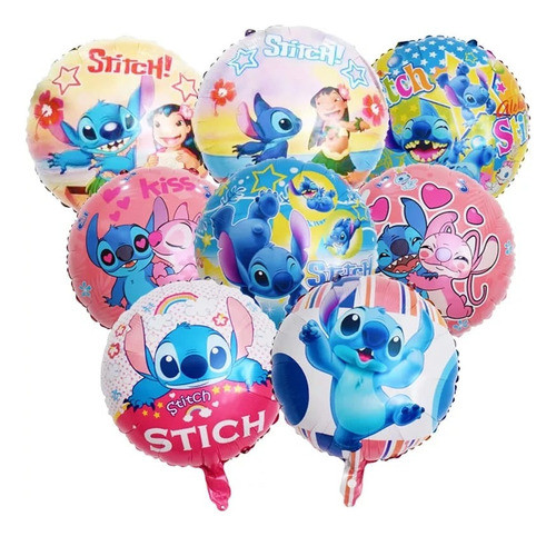 8 Globos Stitch Angela Y Lilo Colores Apto Aire O Helio 0