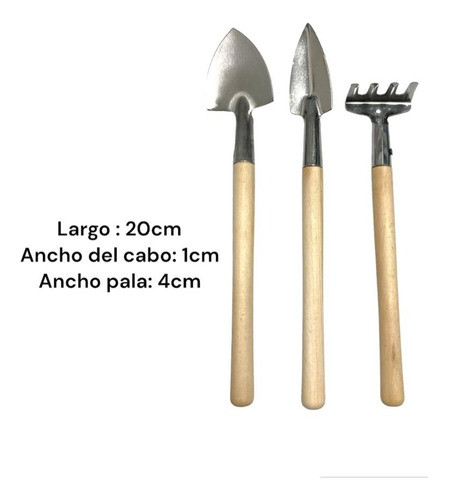 Set De Herramientas De Jardineria Mini Metal Madera 1