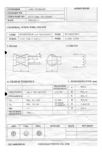 Bobina Inductor Choque 1mh 9x12mm 200ma Cw8a 4.7r Itytarg 1
