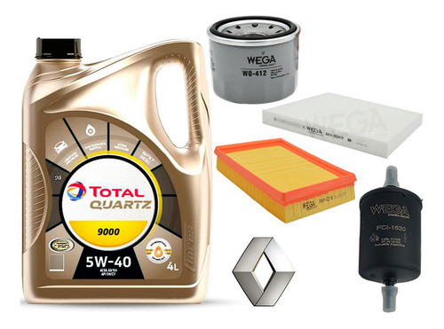 Kit Filtros Renault Kwid + Aceite Total Quartz 9000 5w40 4l 0