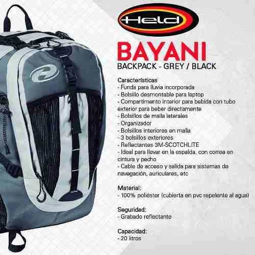 Mochila Moto Held Bayani Gris Negro Resistente  - Um 1