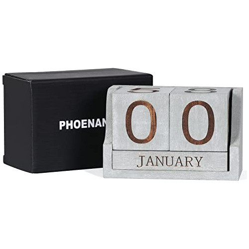 Calendario Perpetuo De Madera Rustic Gris Vintage 1