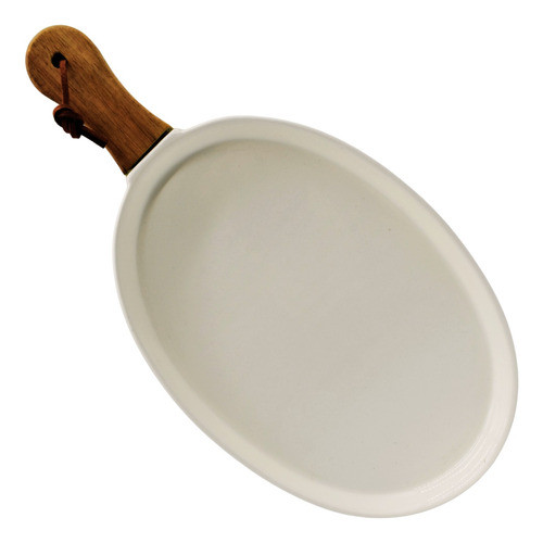 Bandeja Oval Porcelana Mango Madera Acacia Picada Cocina 0
