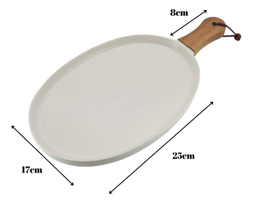 Bandeja Oval Porcelana Mango Madera Acacia Picada Cocina 1