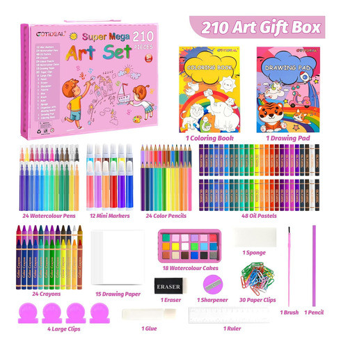 Kit De Arte Para Niños, Incluye Bloc De Dibujo Rosa 1