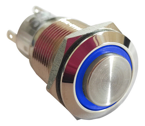 Pulsador Boton Metalico 19mm Sin Retencion Cara Alta Azul 0