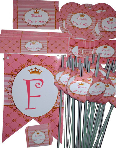 Combo Cotillón Personalizado Coronita Reina Para 10 Chicos 0