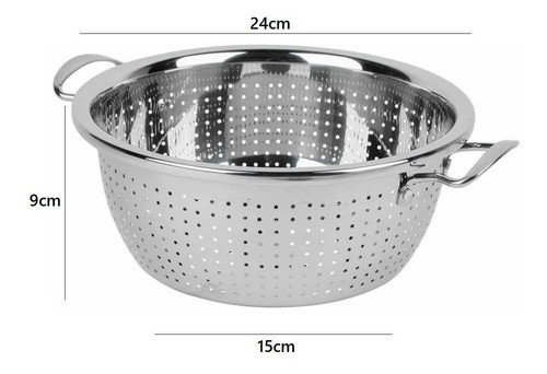 Colapasta Con Asas 24cm Acero Inoxidable Colador Hogar Nuevo 1