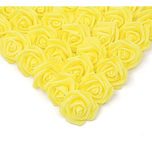Rosas Artificiales Realistas 7cm Amarillo X 100u 0