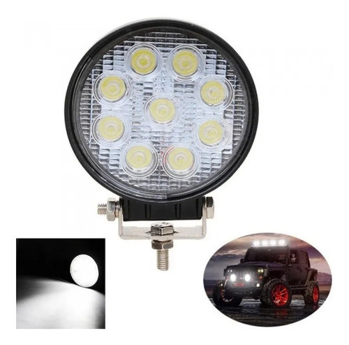 Faros Auxiliares 9 Led Redondos Universal Spot  27w Kit X10 1