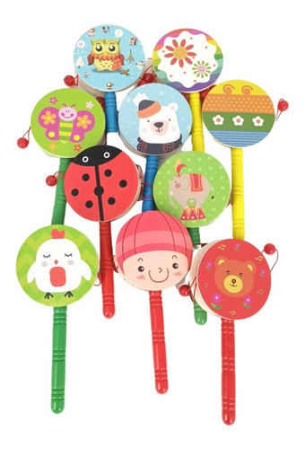 Pack X15 Tamborcito Musical Infantil Didáctico Madera Denbu 1
