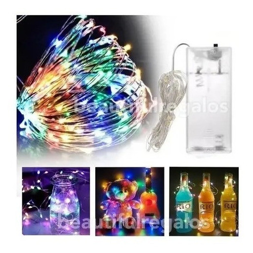 Guirnalda X10 Hilo Alambre Cobre 50led Multicolor Pilas 5mts 0