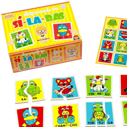 Separando En Sílabas Juego Didáctico De Madera Pintada 1