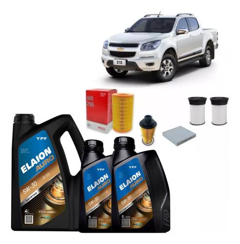 Kit 5 Filtros Chevrolet S10 2.8 Duramax Y Elaion F50 D2 5w30 0