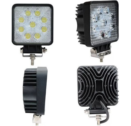 4 Faros Auxiliar Led 9 Led Auto 4x4 27w 12v 24v Cuadrado 0