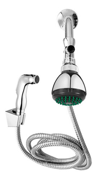 Kit Completo Economico Ducha Duchador Cromado Flexible 2 Metros Aquaflex 0
