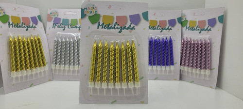 Velas Perladas Torneadas 8 Cm X 8 Unidades  Dorada 1