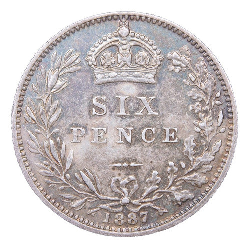 Gran Bretaña 6 Pence 1887 Exc Plata Km 760 Reina Victoria 1