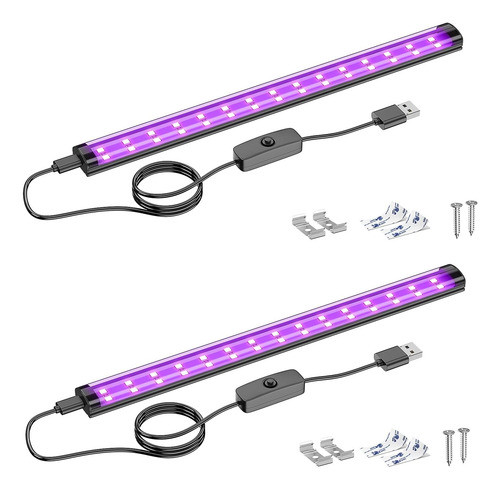Barra De Luz Negra Led Usb De 10w, 30cm, Con Interruptor 0