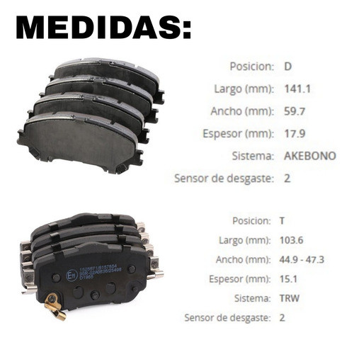 Kit Pastillas De Freno Renault Koleos 2 Delantera Y Trasera 1