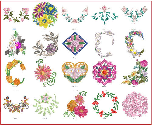 100 Matrices P/ Maquinas De Bordar Decoraciones Con Flores 1