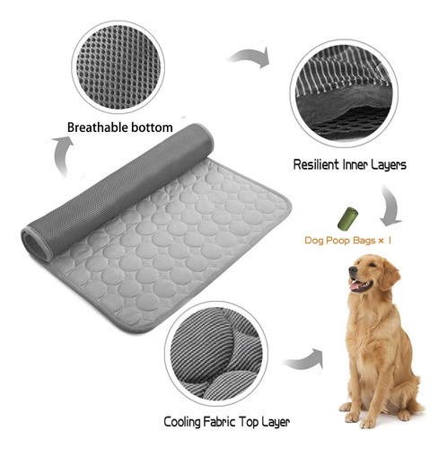 Manta Refrigerante Para Perro Gatos Microcosmos 100x71 Gris 1