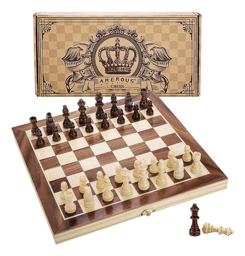Amerous - Juego De Ajedrez Magnetico De Madera De 30 Cm 0