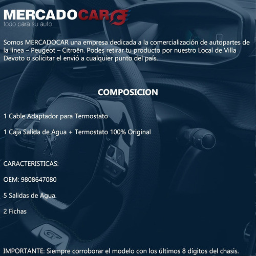 Cable Adaptador + Caja Termostato Peugeot 408 1.6 Thp - 2017 1