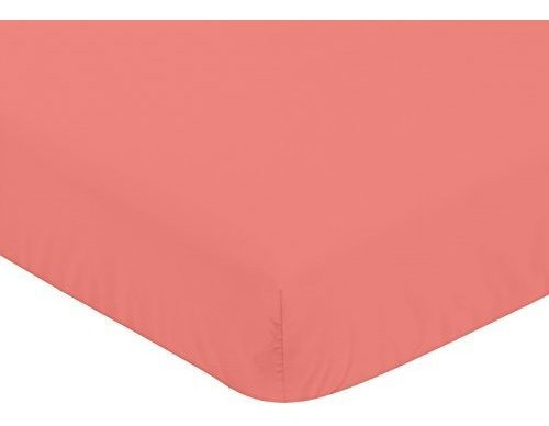Sweet Jojo Designs Sabana Ajustable Para Cuna Blanca Y Cora 0