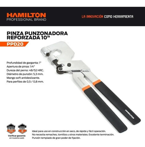 Pinza Punzonadora Perfiles Durlock 10 PuLG Hamilton Ppd20 1