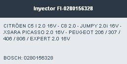Inyector C4 C5 Xsara Peugeot 307 406 806 2.0 16v 0280156328 1